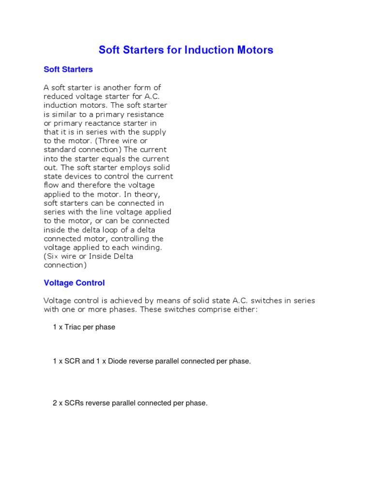 Soft Starters for Induction Motors Explained | PDF | Electric Motor ...
