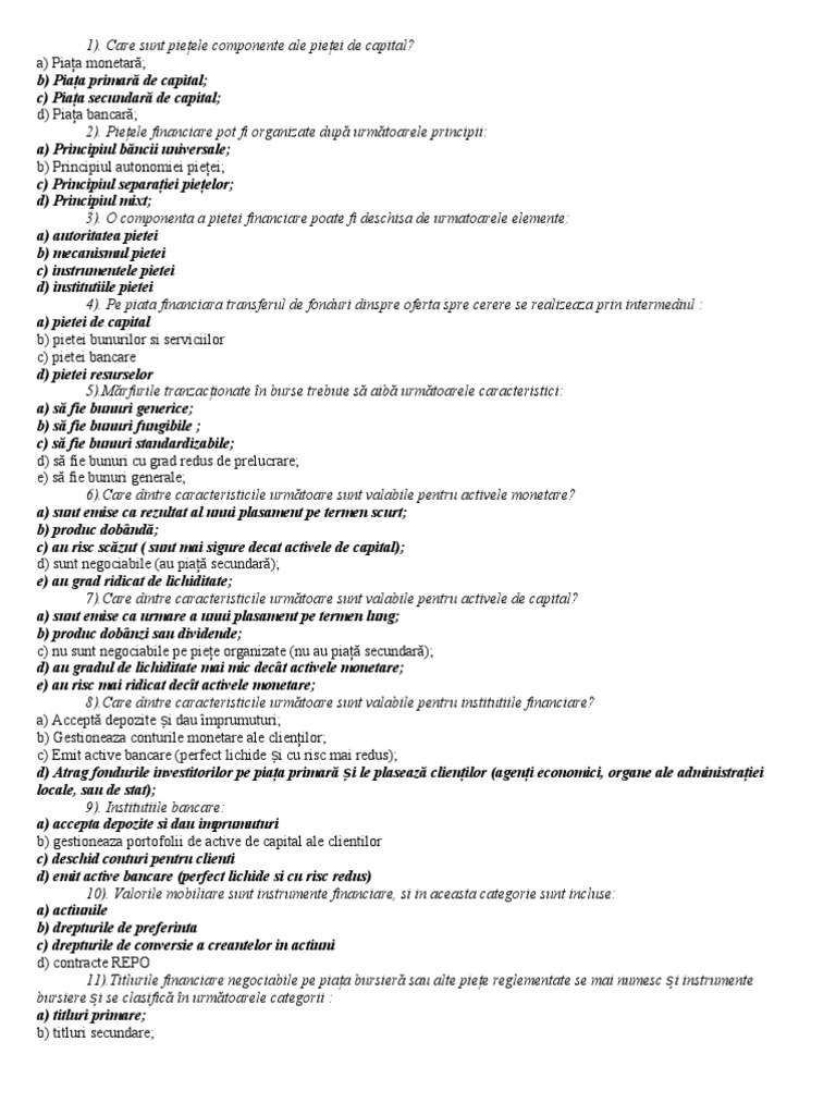 Teste Grila Piete de Capital PDF