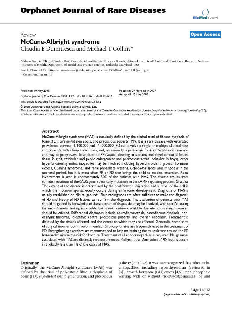Orphanet Journal of Rare Diseases: Mccune-Albright Syndrome | PDF ...