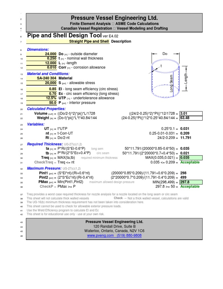 Shell Design Tool Calculations | PDF