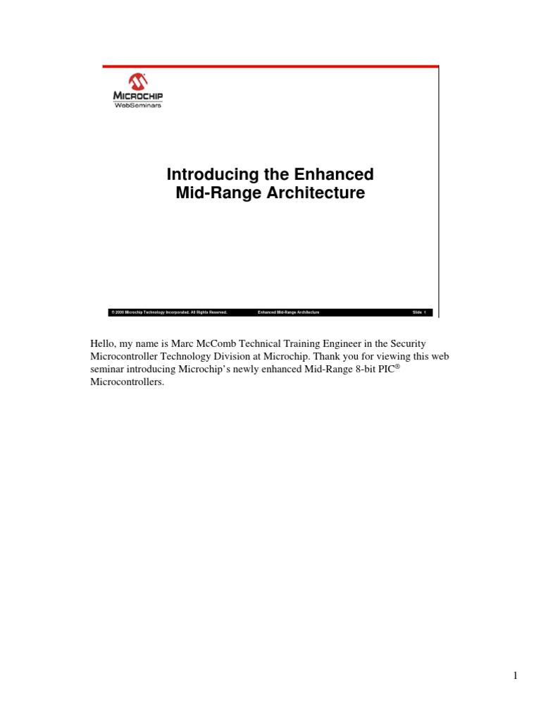 Introducing The Enhanced MidRange Architecture PDF Pic Microcontroller Instruction Set