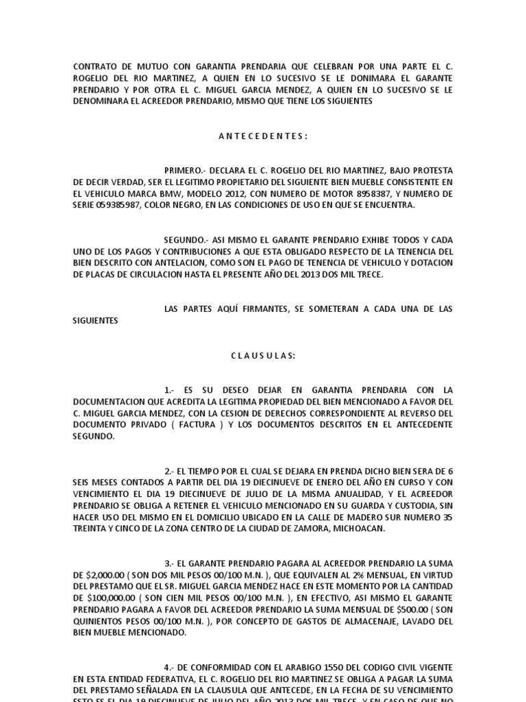 Contrato de Mutuo | PDF