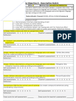 Descriptive Writting Piece Assignment Sheet