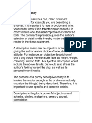 descriptive essay sample about a place pdf