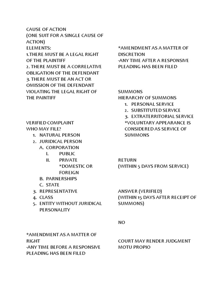 Civil Case Cause Of Action Lawsuit