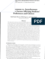 Synchronous vs. Asynchronous Tutorials Factors Affecting Students' Preferences and Choices