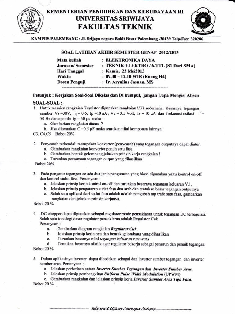 105 Contoh Soal Elektronika Daya Terlengkap Dikdasmen