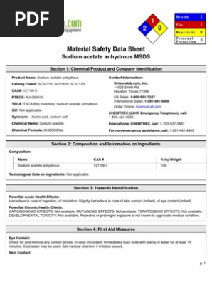 Sodium Acetate Msds Pdf Toxicity Flammability