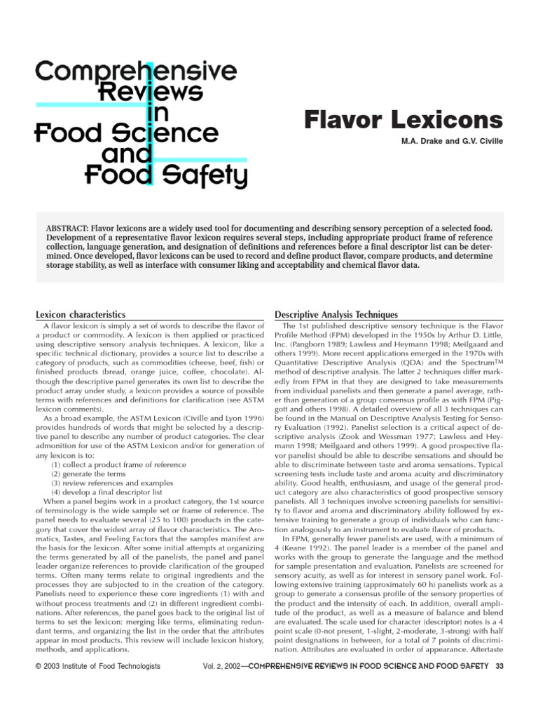 Flavor Lexicons PDF