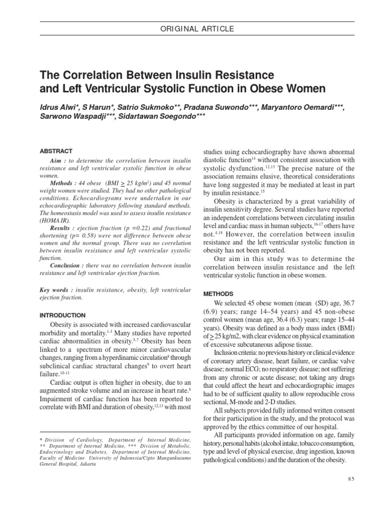 The Correlation Between Insulin Resistance and Left Ventricular ...