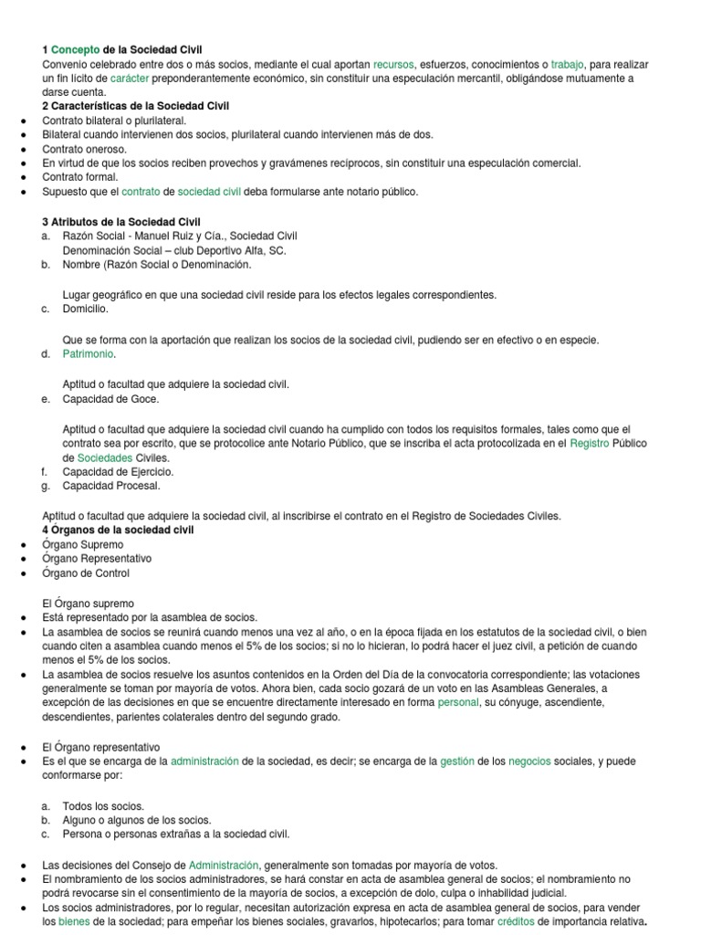 Modelo De Contrato Privado De Sociedad Civil Sociedad De Responsabilidad Limitada Conceptos Legales