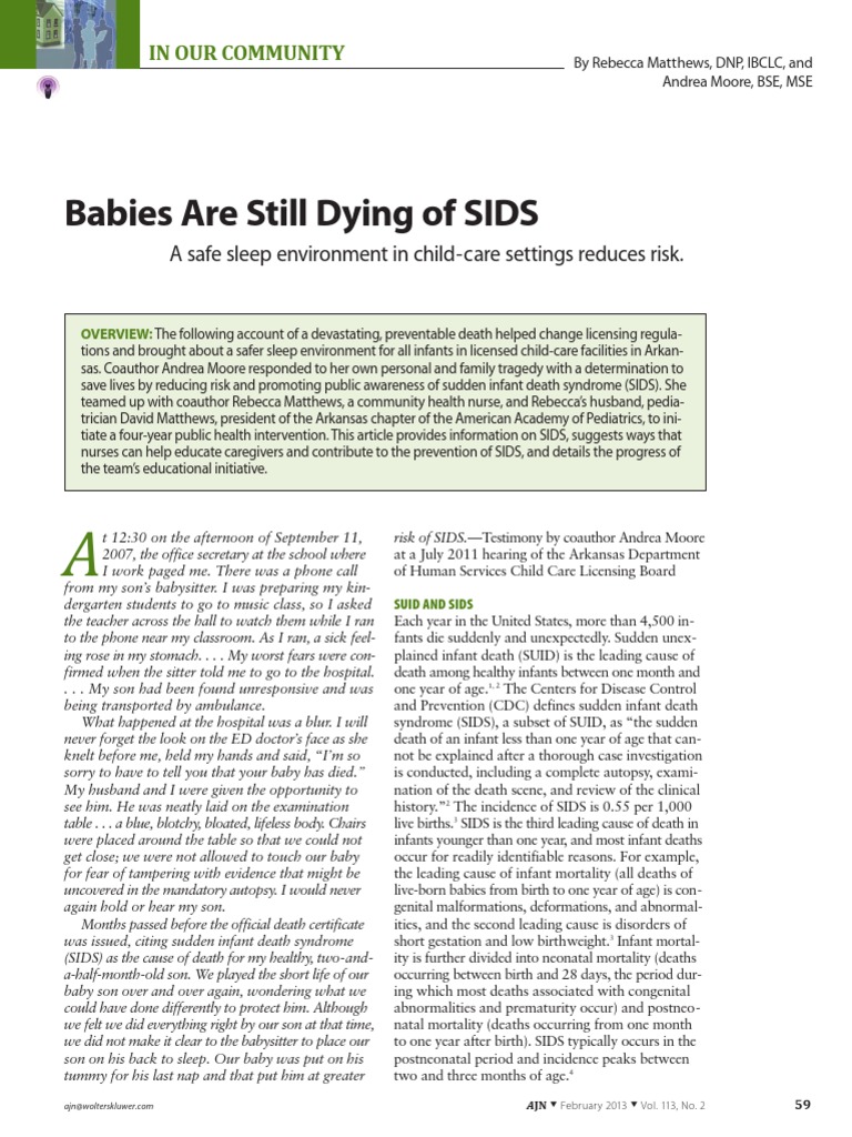 Babies Are Still Dying of SIDS.26 PDF Child Care Relationships