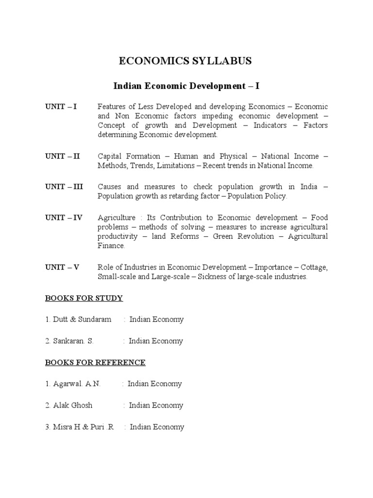 Economics Syllabus Demand Supply (Economics)
