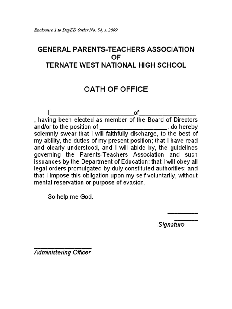 Oath of Office PDF Oath Of Office Social Institutions