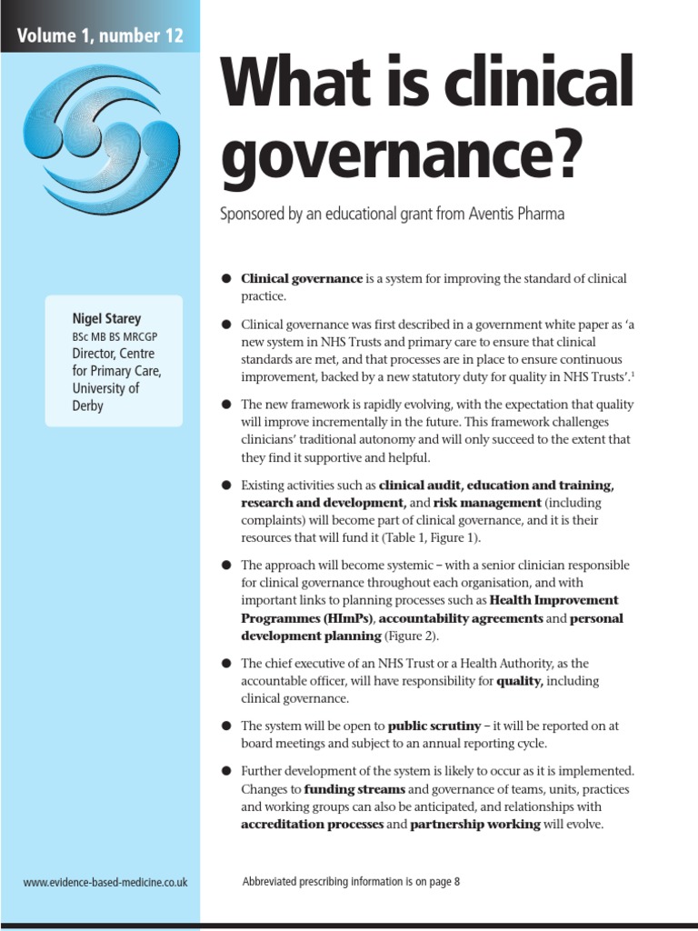 What Is Clinical Governance PDF Medicine Health Care