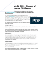 Certificate IV OHS - Glossary of Common OHS Terms