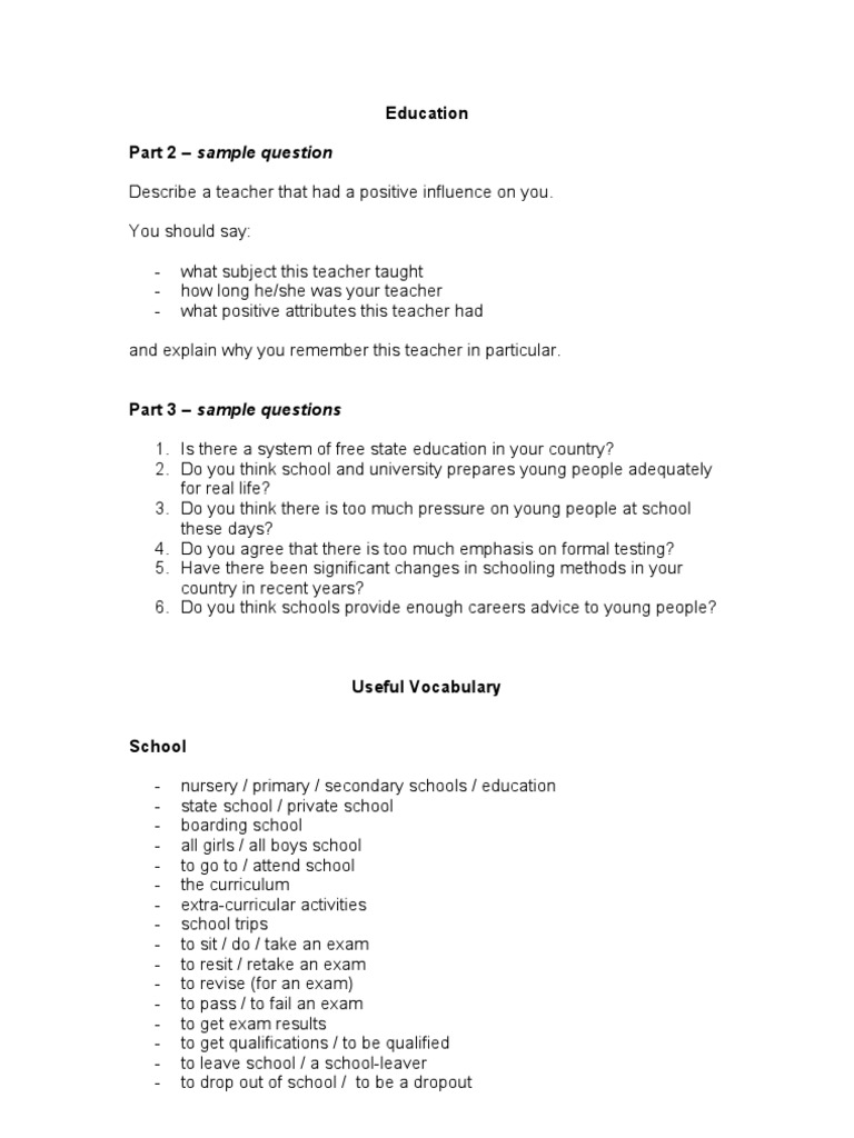 Education Part 2 - Sample Question | PDF | State School | Postgraduate ...