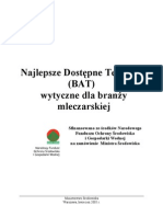 Najlepsze Dostępne Techniki (BAT) Wytyczne Dla Branży Mleczarskiej