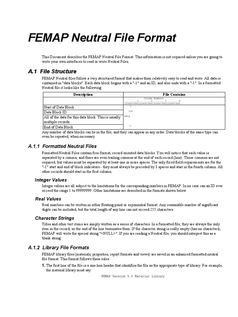 Femap Neutral File Format PDF Yield (Engineering) Elasticity