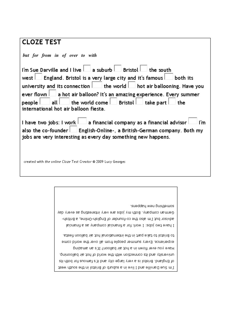 Cloze Test 1
