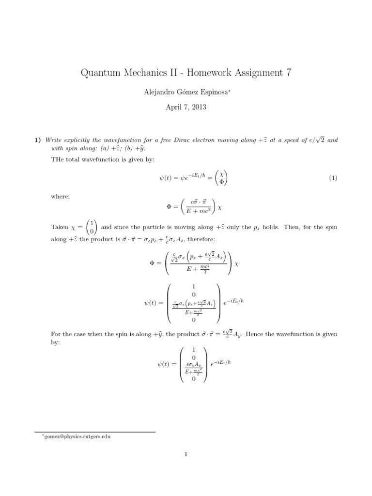 quantum physics homework
