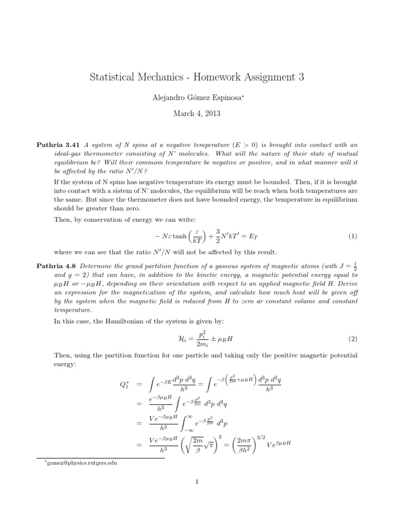 Statistical mechanics hand written notes image