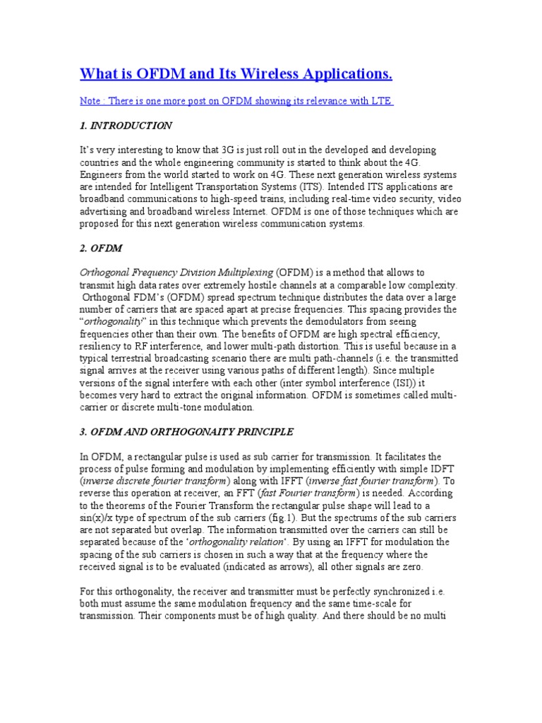 Understanding OFDM in Wireless Systems | PDF | Technology & Engineering