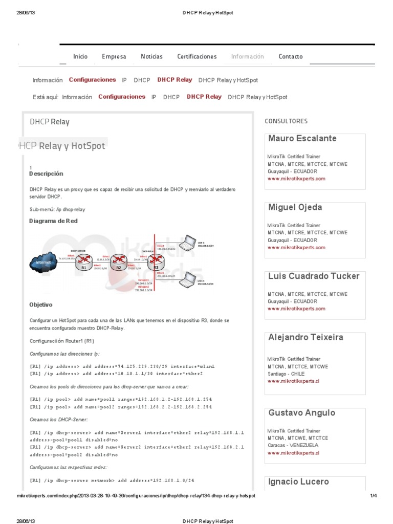 Configuración de DHCP Relay en MikroTik | PDF | Estándares de red ...