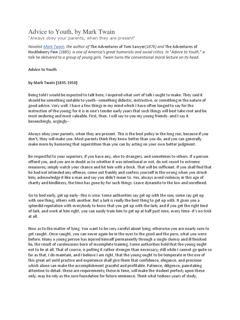 Mark twain essays list picture