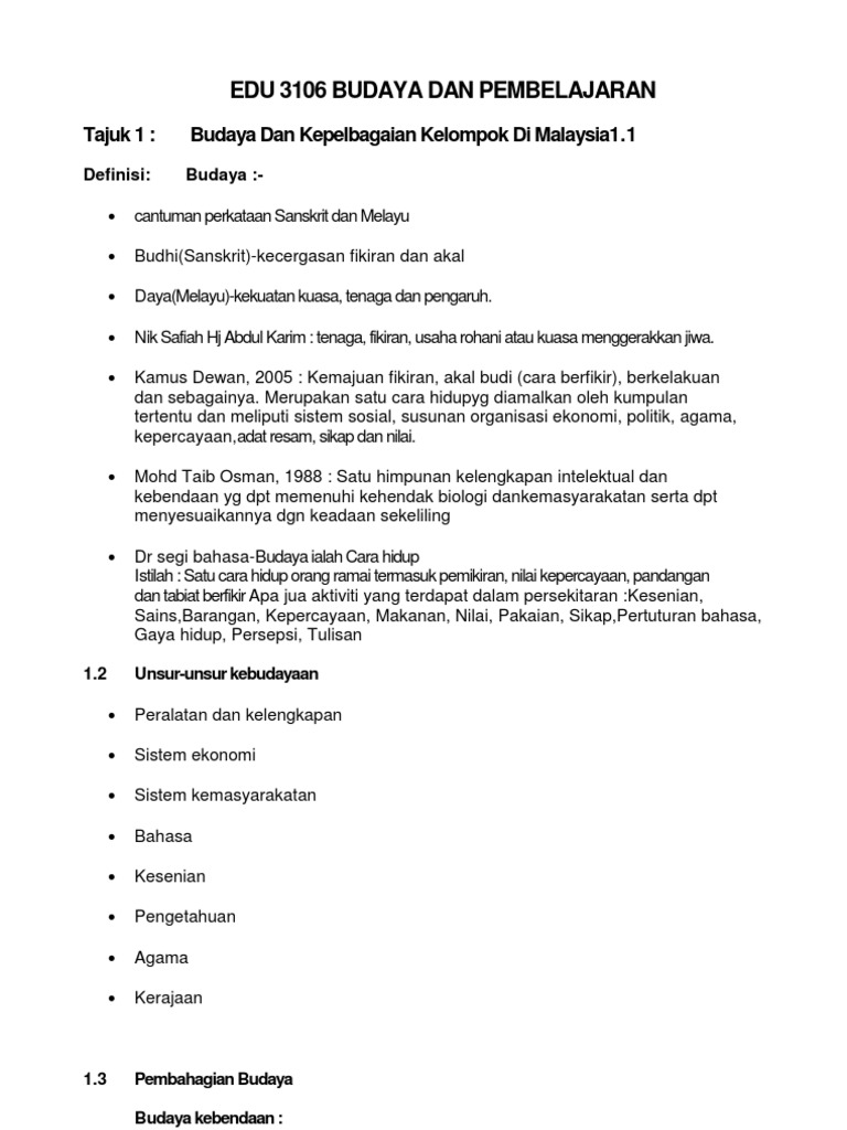Edu 3106 Budaya Dan Pembelajaran Pdf