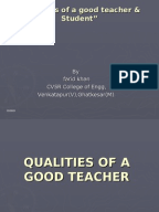 The qualities required in a good teacher essay