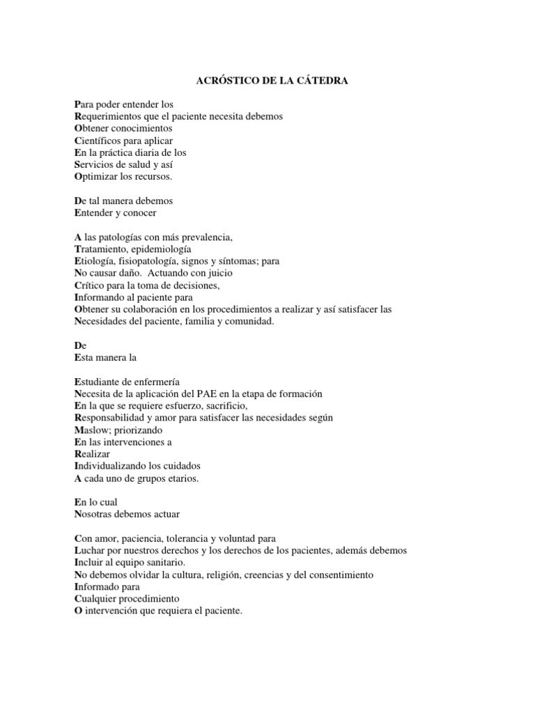 Acrostico De La Catedra
