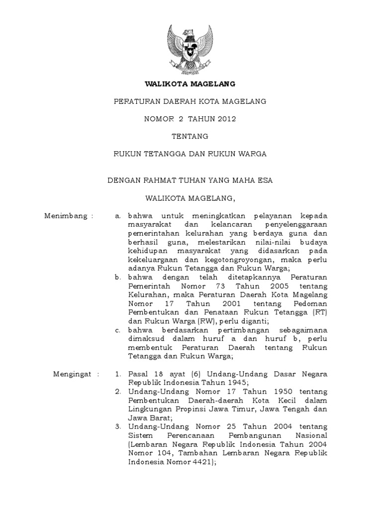 Perda No 2 Th 2012 Ttg Rt Dan Rw Pdf