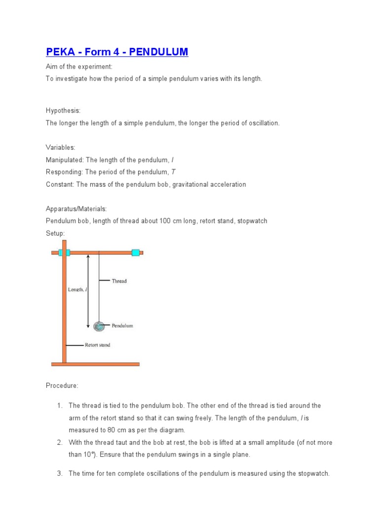 Peka - Form 4 - Pendulum | PDF | Science & Mathematics