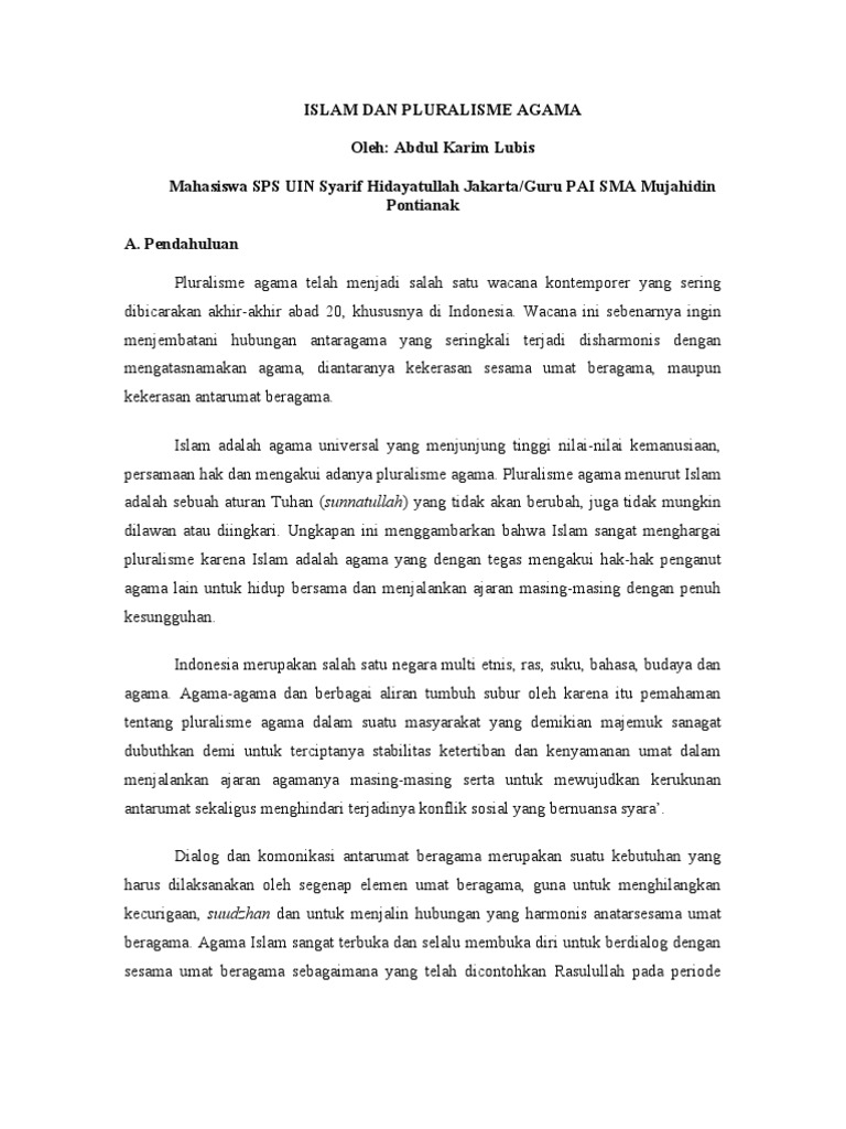 Islam Dan Pluralisme Agama