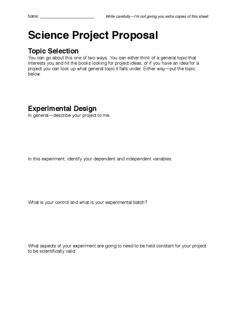 Science Project Proposal Guide | PDF