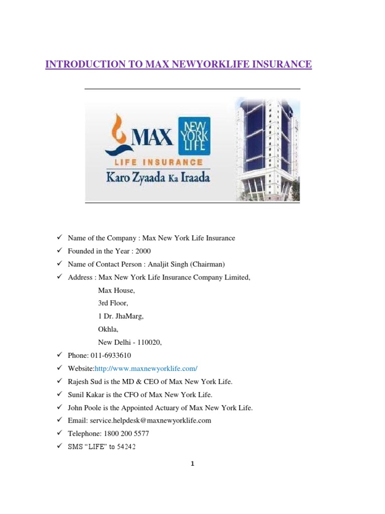 Introduction to Max Newyork Life Insurance Brand