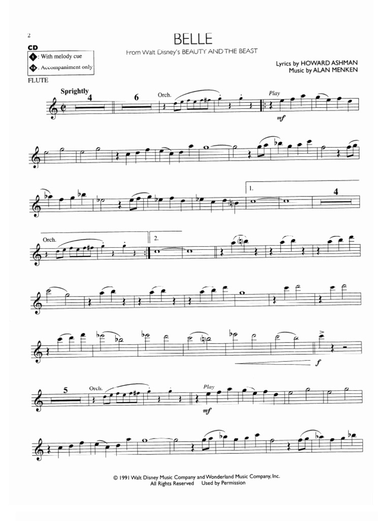 Free Printable Disney Sheet Music Flute