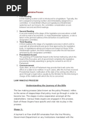 Kenya Law Making Process Act Of Parliament Bill Law - 