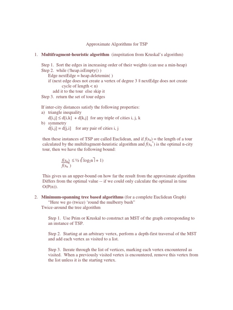 Approximate TSP Algorithms | PDF | Teaching Methods & Materials