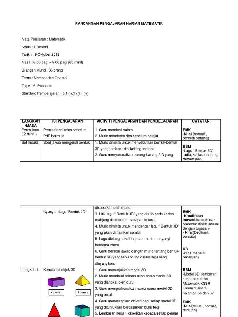 Rph Geometri Tahun 1 Pdf