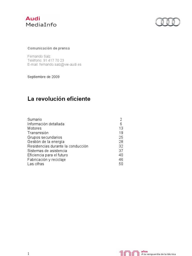 Dossier Audi Efficiency | PDF | Turbocompresor | Audi