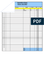 Expenditure Sheet Falcon - June 2013: No Date Transaction Supplier Receipt Debit Credit