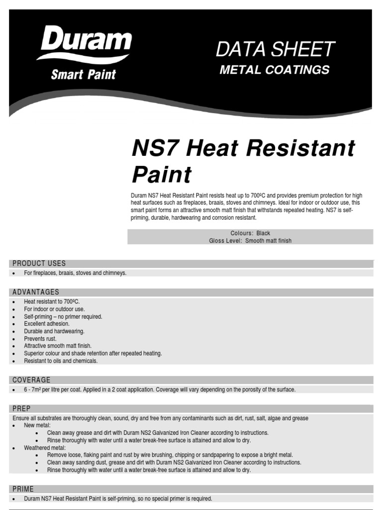 Duram NS7 Heat Resistant Paint A HighHeat Protective Coating for