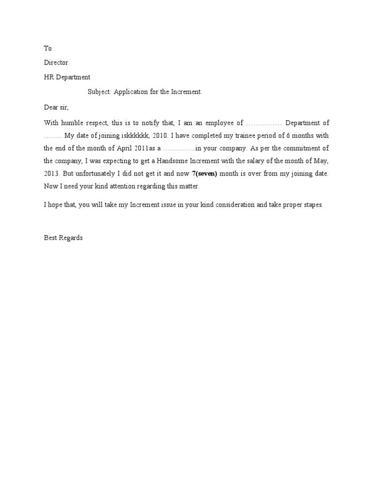 Salary Increment Request Letter | PDF