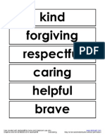 Kind Forgiving Respectful Caring Helpful Brave