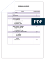 Index of Contents: Executive Summary