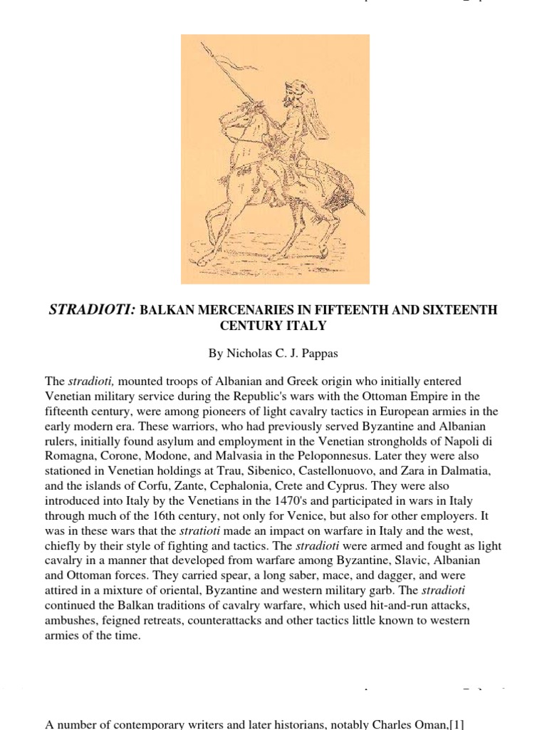 Stradioti: Balkan Mercenaries in Italy | PDF | Republic Of Venice ...