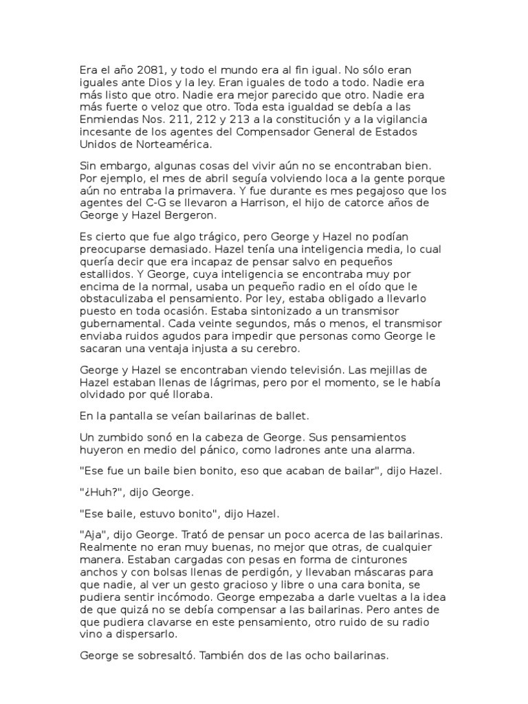Harrison Bergeron Essay Sample