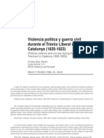 Violencia Política y Guerra Civil Durante El Trienio Liberal en Catalunya (1820-1823)